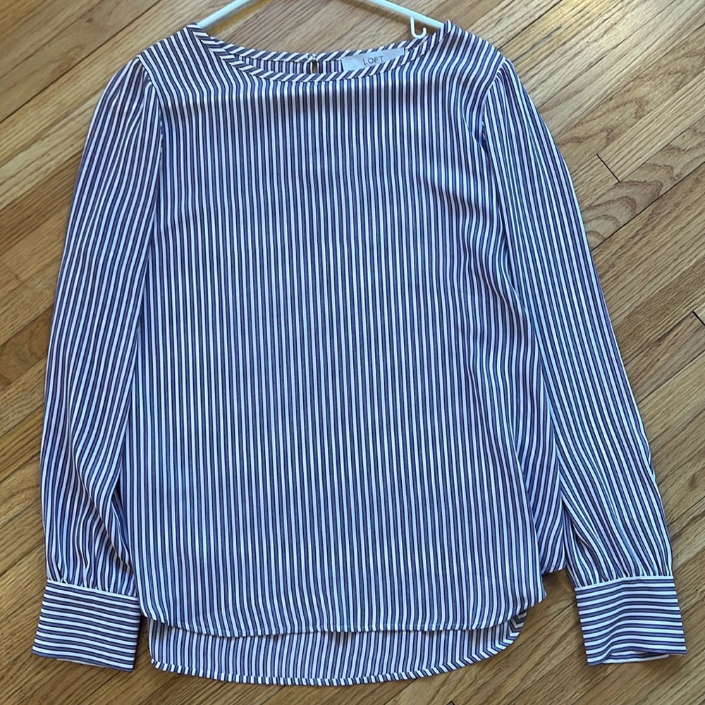 Medium Loft small stripped (red, blue, white) long sleeve blouse